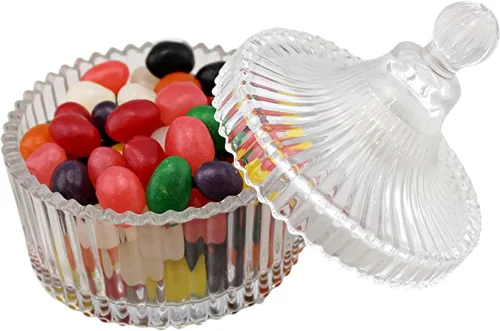 Vista 2 de Dependable Industries Inc. - Tazón de cristal para dulces y azúcar con tapa, perfecto para dulces, azúcar y cubos, adición esencial para café