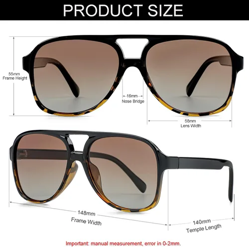 Vista 4 de NIDOVIX Gafas de sol polarizadas clásicas estilo aviador vintage para hombres y mujeres, marco grande, retro, de los años 70