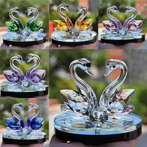 Vista 2 de Figuras de cisne de cristal de cristal, pisapapeles Feng Shui, manualidades, figurita, arte y colección para decoración del hogar, boda, regalos