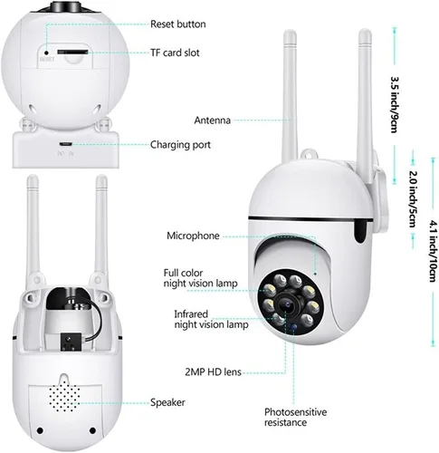 Vista 8 de Cámaras de seguridad para exteriores, cámaras WiFi de 2.4 GHz y 5G para seguridad en el hogar, cámaras de vigilancia domo 1080P, visión de 360°