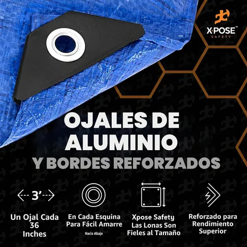 Vista 4 de Xpose Safety - Lona de polietileno ligera azul – Funda protectora multiusos, paño de goteo – duradero, impermeable, resistente a la intemperie
