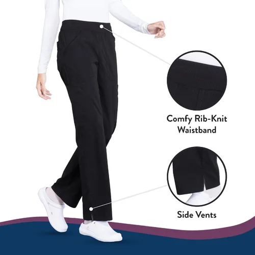 Vista 4 de Pantalones quirúrgicos Workwear Professionals para mujer, pantalón cargo sin cierre, elástico suave, WW170