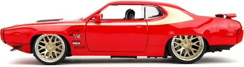 Vista 4 de Jada Big Time Muscle 1:24 1972 Plymouth GTX, auto fundido a presión, juguetes para niños y adultos (rojo)