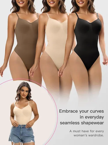 Vista 5 de YIANNA Body moldeador para mujer, con control de abdomen, sin costuras, esculpido, cintura arrebatada, traje de tanga, tanga o braga