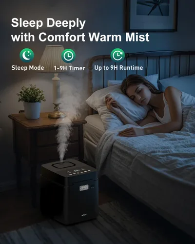 Vista 7 de Mifasol Humidificador de acero inoxidable, 3.3L/0.87 galones humidificadores de vapor caliente para dormitorio, 800 pies cuadrados, humidificadores