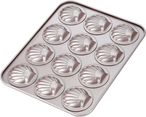 Vista 11 de CHEFMADE Juego de Moldes Mini para Pasteles Madeleine, 4 Piezas de 3 Pulgadas Antiadherentes con Forma de Concha Esférica Madeleine para Hornear