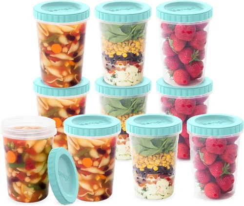 Vista 9 de Bentgo Prep - 20 piezas de 16 fl oz Recipientes de plástico para deli con tapas a prueba de fugas, almacenamiento de alimentos para preparación