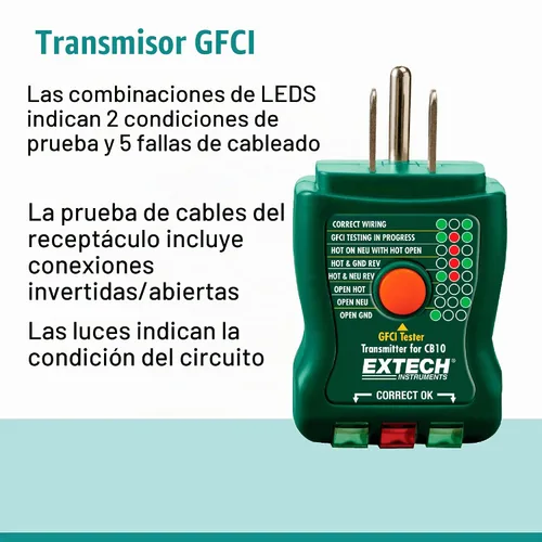 Vista 5 de Extech CT80 comprobador de carga de circuito AC con GFCI/AFCI