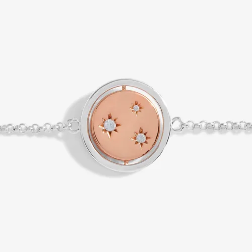 Vista 3 de KATIE LOXTON Sentiment Spinners Family - Pulsera ajustable para mujer, chapada en oro rosa y plata de 7.5 pulgadas, diseño de disco de cristal