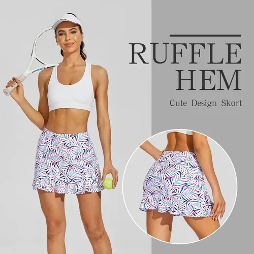 Vista 3 de M MOTEEPI Falda de tenis con pantalones cortos de golf para mujer, falda de pickleball elegante, trajes de golf, faldas atléticas