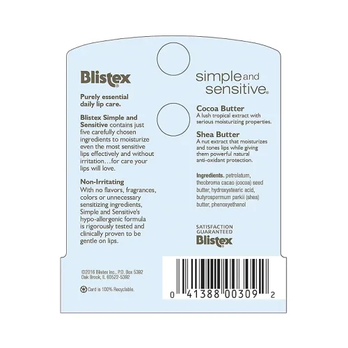 Vista 2 de Blistex Simple y Sensible Hidratante Labial 0,15 oz (Paquete de 1)