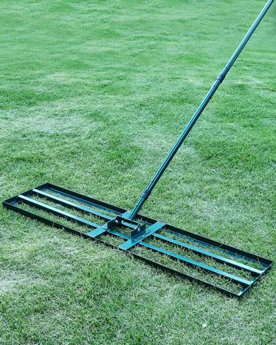 Vista 8 de Rastrillo Nivelador de Césped, Nivelador de Césped de Acero Inoxidable con Placa de Base de 30"x10", Mango Largo Ajustable de 78", Herramienta