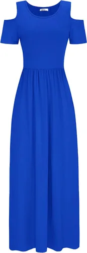 Vista 5 de STYLEWORD - Vestidos largos florales de verano para mujer con hombros descubiertos y bolsillo