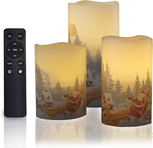 Vista 10 de CANDLE CHOICE Velas sin llama que cambian de color a pilas con temporizador remoto, cera real, parpadeante, eléctrica, multicolor, luces LED