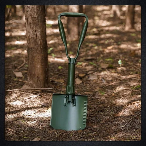 Vista 9 de REDCAMP - Pala plegable militar para campamento, herramienta de acero de alto carbono para cavar con mango triple con cubierta