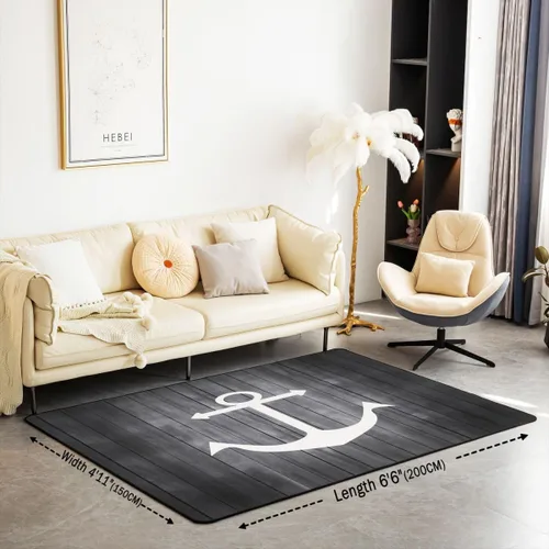 Vista 2 de Anchor Decor - Juego de alfombras para sala de estar, alfombra decorativa con temática náutica para niños y niñas, diseño de aventura marina