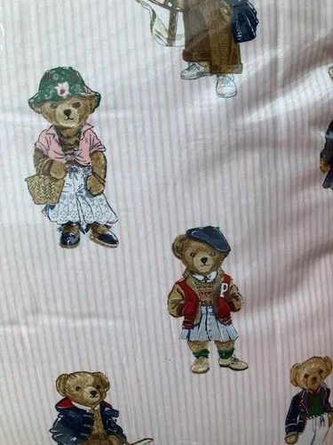 Vista 7 de POLO RALPH LAUREN Juego de edredón King de suéter de oso de peluche con rayas rosadas para niñas con 2 fundas de almohada King