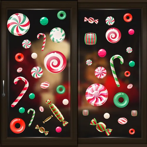 Vista 8 de WALPLUS Adhesivos de Navidad para Ventana - Decoraciones de Liquidación, de Doble Cara, Reutilizables, Despegar y Pegar, Extraíbles para Vidrio