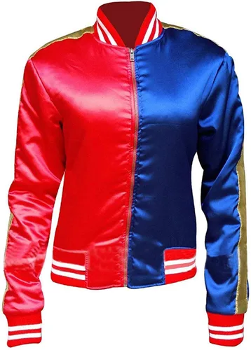 Vista 2 de Cosplay Harley Jacket Quinn Pudding Niñas Disfraces Halloween Mujer Rojo y Azul Chaqueta