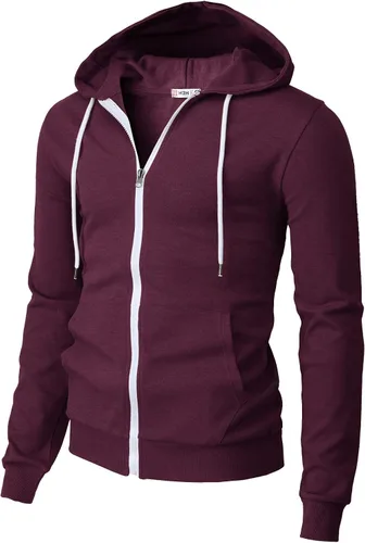 Vista 31 de H2H Sudadera con capucha y cremallera para hombre, ligera, de manga larga, básica, ajustada, de algodón, con bolsillo Cmohol048-gris