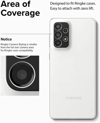 Vista 7 de Ringke Estilo de cámara compatible con Samsung Galaxy A33 5G / A53 5G / A73 5G protector de lente de cámara, marco de aluminio resistente adhesivo