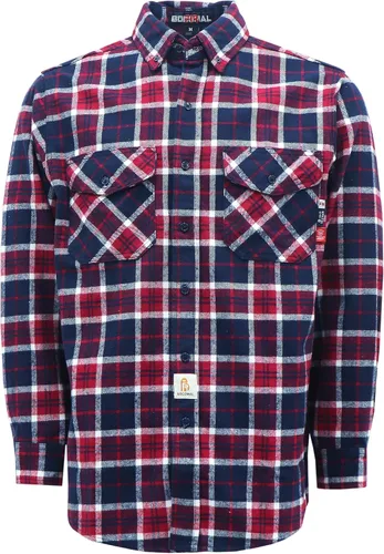 Vista 12 de BOCOMAL Camisas con capucha FR, camisas de franela a cuadros, con botones, resistentes al fuego, camisas de franela resistentes a la llama, chaqueta