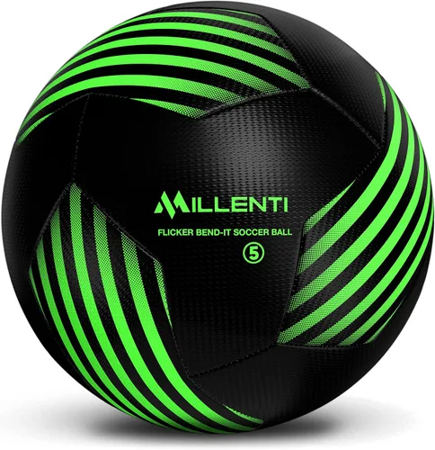 Vista 18 de Balón de fútbol Millenti tamaño 5 – Reverse Bend-It – Balón de fútbol con alta visibilidad, fácil de rastrear – Balones de fútbol oficial con unión