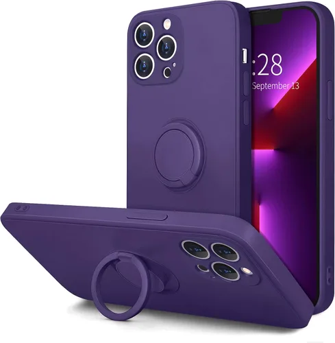 Vista 12 de Hython Funda para iPhone 13 Pro Max con soporte de anillo [soporte de anillo giratorio de 360° con base magnética]