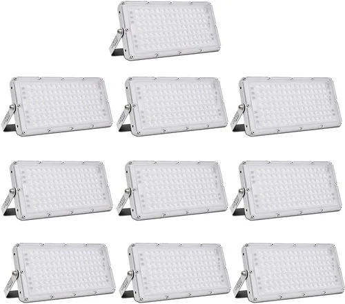 Vista 9 de papasbox Luz de inundación LED de 100 W para exteriores, luces de seguridad para exteriores de 8000 lúmenes, luces LED blancas cálidas de 3000 K