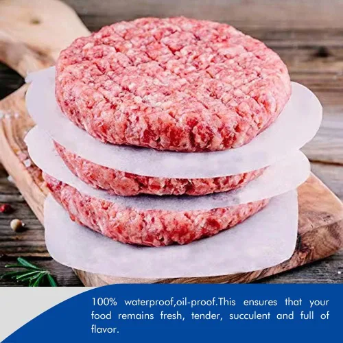 Vista 4 de Burger Patty - Juego de 500 almohadillas antiadherentes para papel de pergamino de hamburguesa