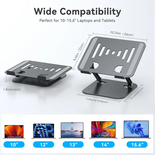 Vista 4 de K&ZZ Soporte ajustable para computadora portátil de aluminio plegable para 03-Negro