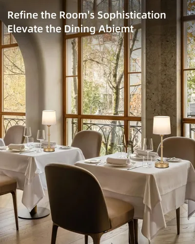 Vista 10 de Yogaret Lámpara de mesa inalámbrica LED dorada recargable, 6000 mAh, funciona con pilas, lámparas inalámbricas para sala de estar, restaurante