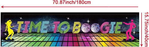 Vista 2 de Decoraciones para fiestas temáticas de los años 70, tela grande de los años 70, telón de fondo colorido de discoteca, suministros para fiestas
