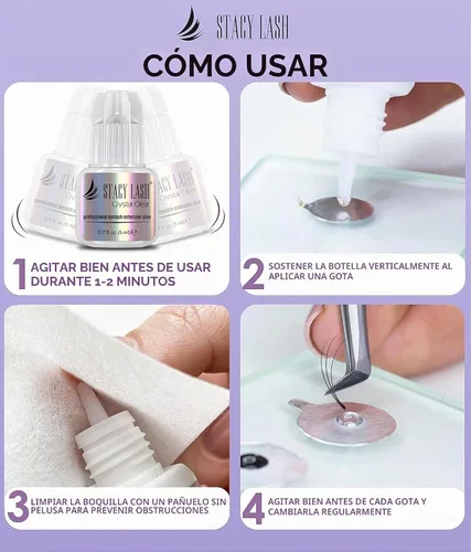 Vista 8 de STACY LASH Pegamento de extensión de pestañas transparente (0.17 fl.oz/0.2 fl oz)/1 segundo de tiempo de secado/retención - 8 semanas/adhesivo