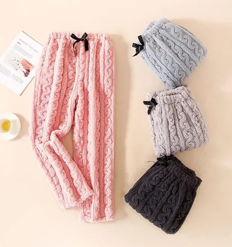Vista 2 de RICHTRUE Pantalones de pijama mullidos para mujer, pantalones de pijama de franela para niñas, pantalones de pijama lindos para mujer