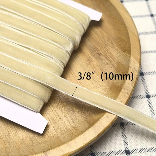 Vista 2 de Chenkou Craft Lotes de cinta de terciopelo beige de 25 yardas 3/8 pulgadas a granel (beige, 3/8 pulgadas (0.394 in))