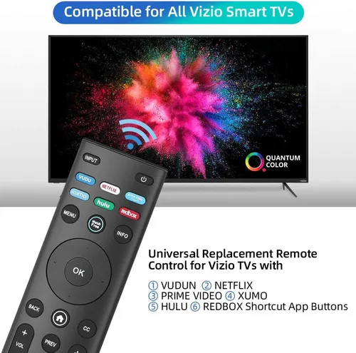 Vista 5 de para control remoto VIZIO Smart TV, para todos los controles remotos VIZIO para Smart TV con WatchFree 1 año de garantía.