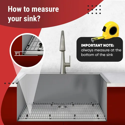 Vista 3 de Protectores de fregadero para fregadero de cocina, rejilla protectora de acero inoxidable 27 1/2 x 13 1/2, estante para fregadero inferior