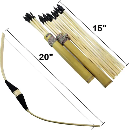 Vista 5 de Adventure Awaits - Juego de 2 arcos y flechas de madera hechos a mano, 20 flechas de madera y 2 carcaj, para jugar al aire libre
