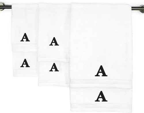 Vista 6 de Kaufman - Juego de toallas de baño bordadas personalizadas de calidad de hotel, toalla de mano y toallas para los dedos, 100% algodón para baño