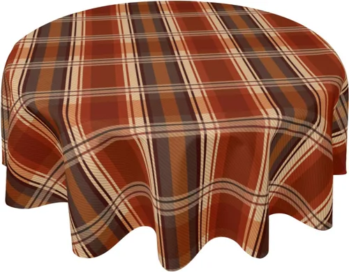 Vista 50 de Mantel redondo de otoño de 60 pulgadas, mantel redondo de otoño de Acción de Gracias, diseño de calabaza, búfalo, mantel rústico para vacaciones