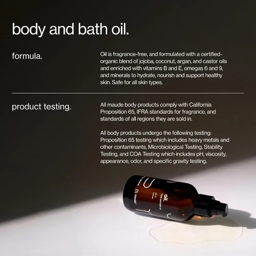 Vista 6 de Maude Aceite No. 0 - Masaje orgánico hidratante + aceite corporal - Hidratante para la piel con jojoba, coco + aceite de ricino - rico en vitamina B