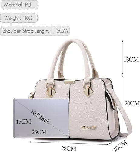 Vista 6 de FANDARE Bolso elegante para mujer, bolso de hombro, bolso cruzado de viaje, bolso de mensajero para compradores, impermeable, de piel sintética