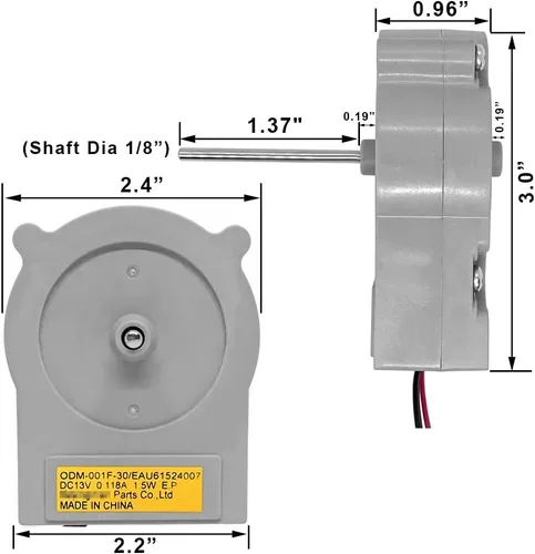 Vista 3 de EAU61524007 Reemplazo del motor del ventilador del evaporador del refrigerador para LG, refrigerador Kenmore, pieza de repuesto del motor