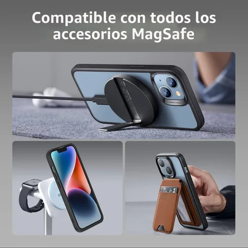Vista 8 de ESR Classic Hybrid Funda magnética para iPhone 14/13, compatible con MagSafe, protección contra golpes de grado militar, resistente al amarilleo