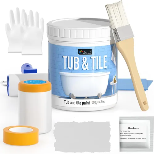Vista 9 de DWIL Pintura para Azulejos, Kit de Renovación de Bañera y Azulejos con Herramientas, Pintura para Bañera a Base de Agua y Bajo Olor, Fácil de Usar
