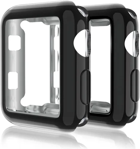 Vista 15 de Paquete de 2 fundas compatibles con Apple Watch de 1.496 pulgadas (1.496 in), protector de pantalla de poliuretano termoplástico (TPU), funda Negro