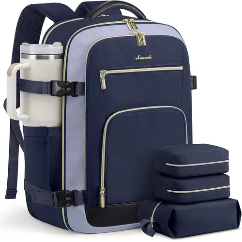 Vista 35 de LOVEVOOK Mochila de viaje para mujer y hombre, Beige, Mochilas de viaje