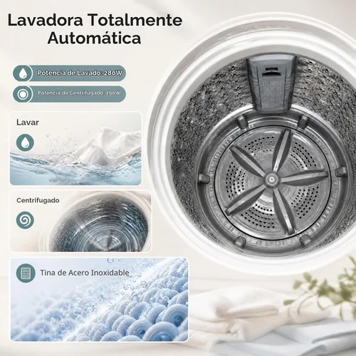 Vista 3 de COSTWAY Lavadora portátil de 7.7 libras, completamente automática con bomba Gris