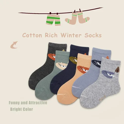 Vista 2 de Aisyee Calcetines de algodón para niños, calcetines sin costuras para niños, calcetines coloridos de cuarto de punto, paquete de 6